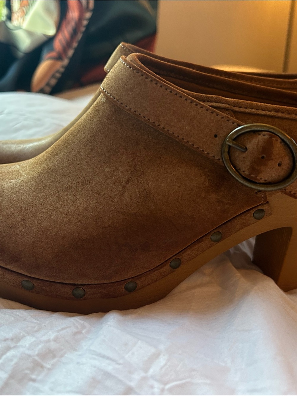 a.n.a Tan Suede Feel Clog Mules with Buckle - Picture 4 of 7